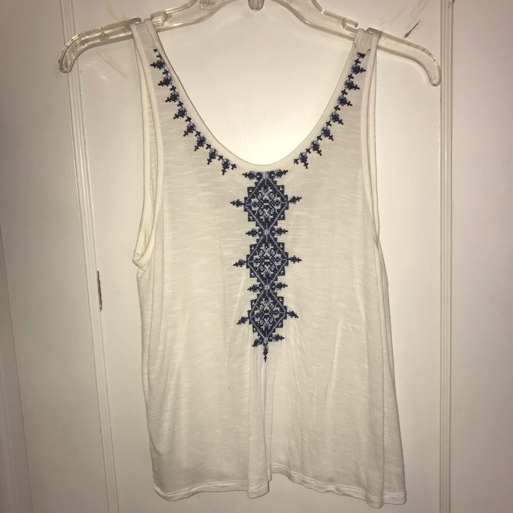 Blue and white printed tank top